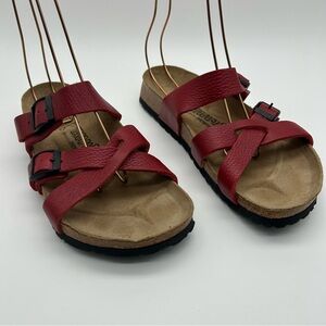 Tatami Birkenstock Red Leather Strappy Sandals Size L6 M4
